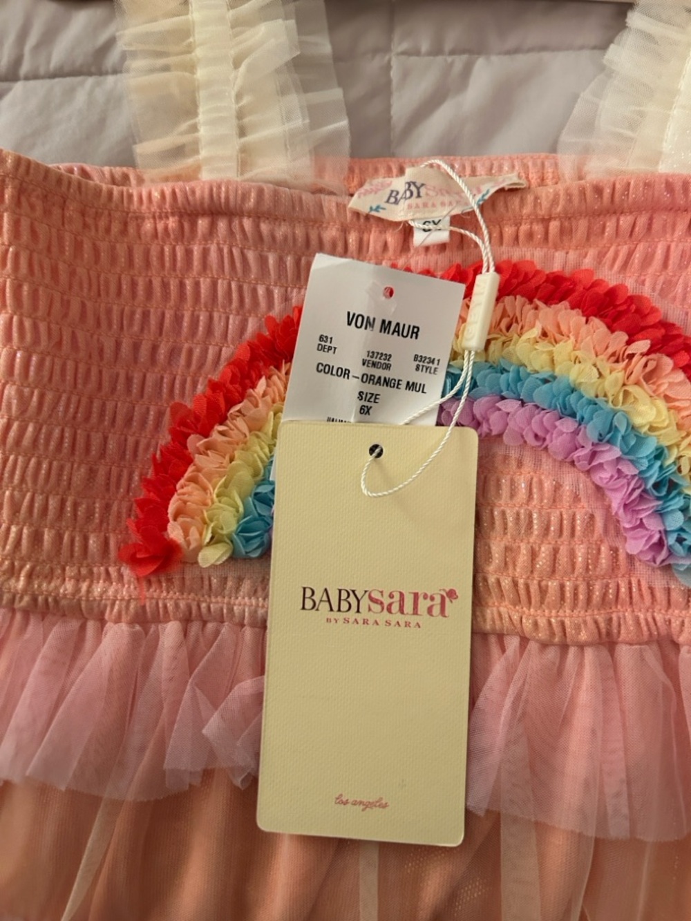 Baby Sara Rainbow Mesh Dress 6X - Picture 8 of 10